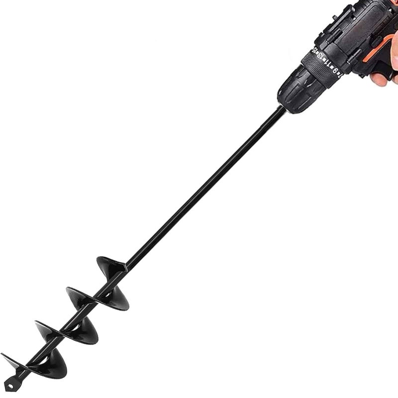 TCBWFY Auger Drill Bit 2x14.6inch Garden Plant Flower Bulb Auger Rapid Planter Bulb & Bedding Plant Auger for 3/8" Hex Drive Earth Drill Fence Post Umbrella Hole Digger - Image 1